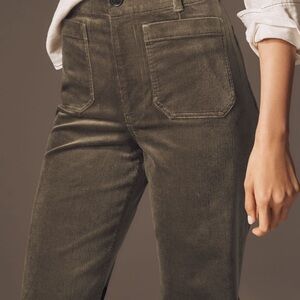 Anthropologie Maeve Colette Olive Corduroy Pants (crop)
